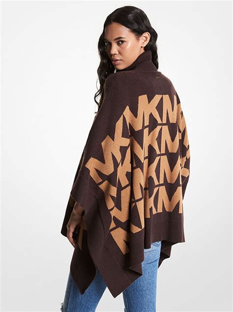 Logo Merino Wool Blend Poncho 